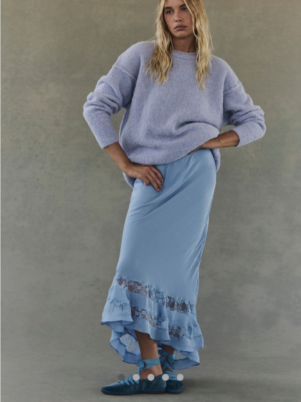 Free People Long Lost Lover Half Slip in Cashmere Blue